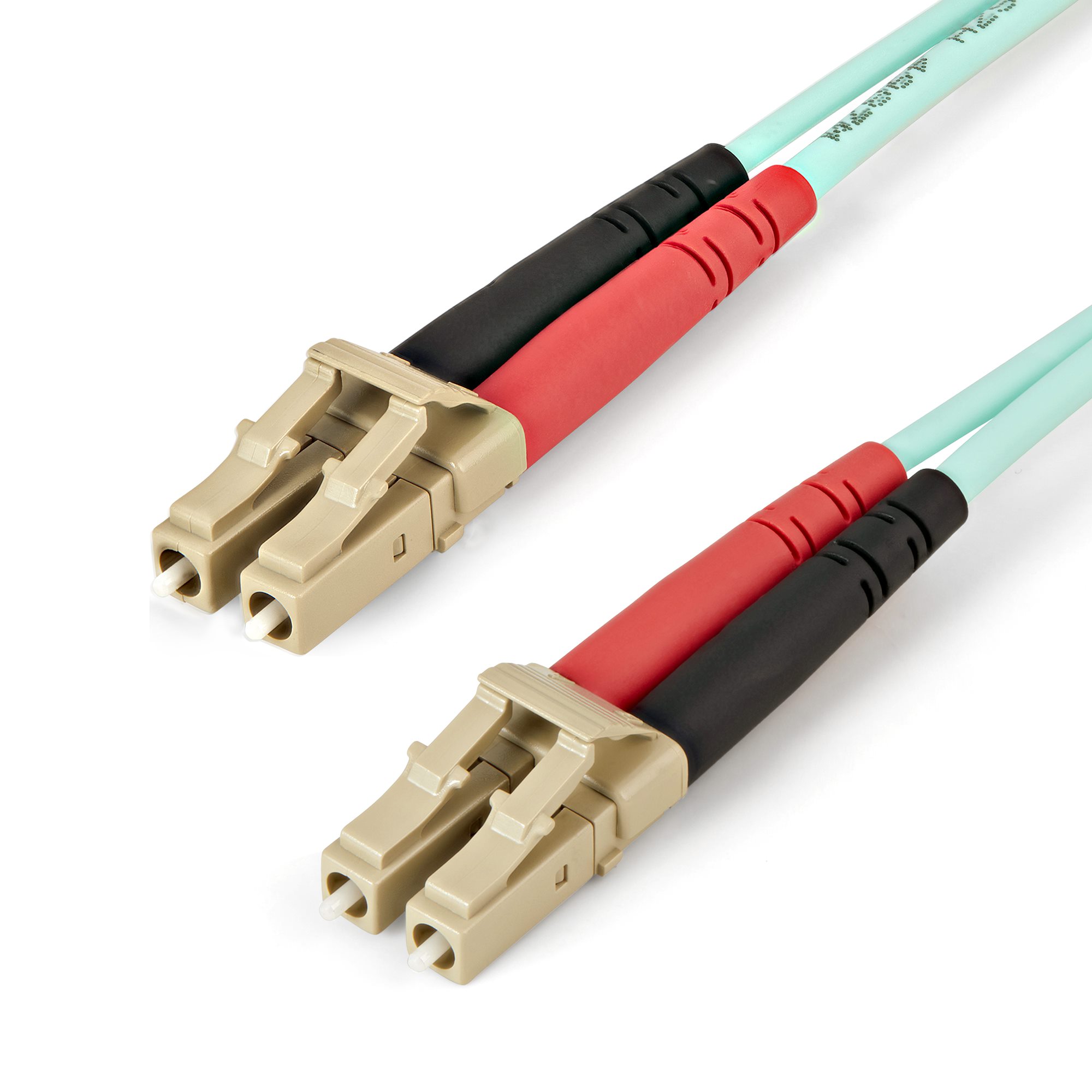 StarTech.com Aqua OM4 Duplex Multimode Fiber - 1m / 3 ft - 100 Gb - 50/125 - OM4 Fiber - LC to LC Fiber Patch Cable (450FBLCLC1) - Cabo de rede - multi-modo LC (M) para multi-modo LC (M) - 1 m - 1 m - fibra óptica - duplex - 50 / 125 micron - OM4 - a
