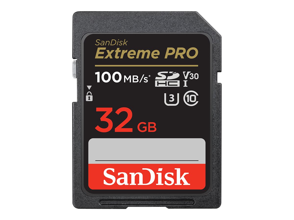 SanDisk Extreme Pro - Cartão de memória flash - 32 GB - Video Class V30 / UHS-I U3 / Class10 - SDHC UHS-I
