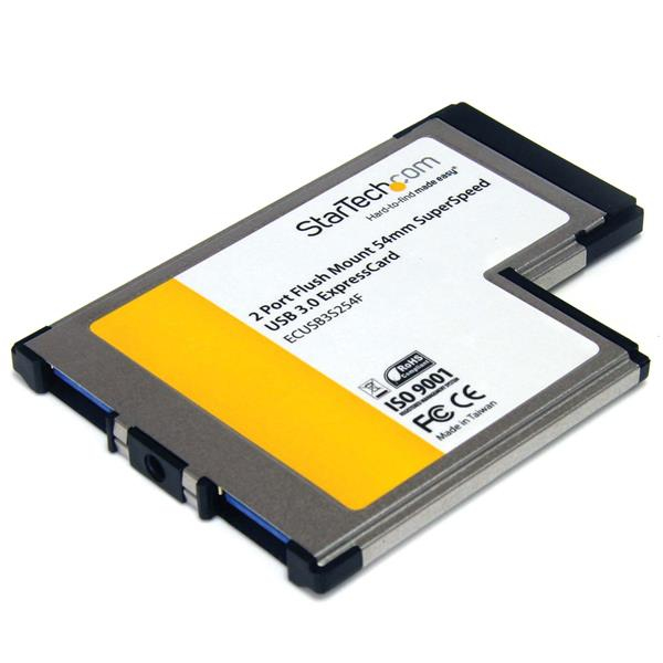 StarTech.com 2 Port Flush Mount ExpressCard 54mm SuperSpeed USB 3.0 Card Adapter with UASP - Dual Port Laptop ExpressCard USB 3 Controller (ECUSB3S254F) - Adaptador USB - ExpressCard - USB 3.0 x 2 - para P/N: S2510BU33PW, S251BMU3FP, S251BU31315, S35