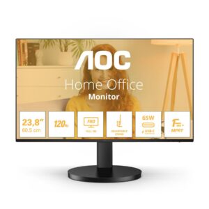AOC Basic-line 24B3CF2 - Monitor LED - 24" (23.8" visível) - 1920 x 1080 Full HD (1080p) @ 100 Hz - IPS - 250 cd/m² - 1300:1 - 1 ms - HDMI, USB-C - altifalantes - preto