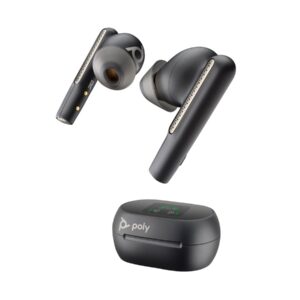 Poly Voyager Free 60+ - Auscultadores sem fios com microfonoe - intra-auricular - bluetooth - cancelamento de ruído activo - USB-A via adaptador Bluetooth, macaco de 3,5 mm - preto carvão - Certificado para Salas Zoom - Replaces Poly SKU 216065-02