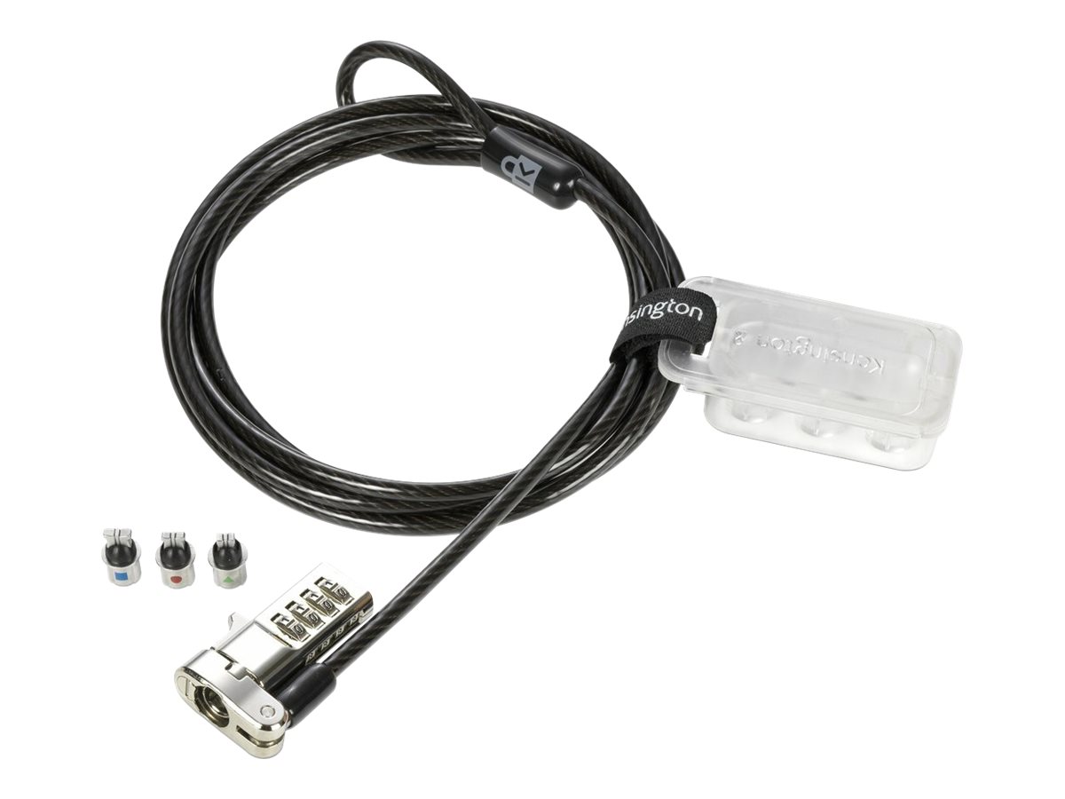 Kensington Universal 3-in-1 Combination Laptop Lock - Resettable - Trancamento do cabo de segurança - 1.8 m