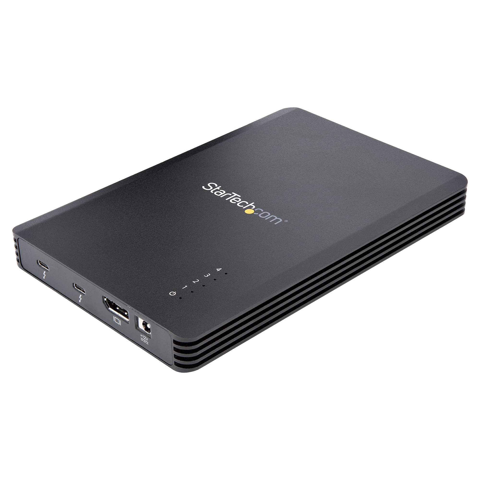 StarTech.com 4 Bay Thunderbolt 3 NVMe Enclosure, For M.2 NVMe Solid State Drives, 1x DisplayPort Video & 2x TB3 Downstream Ports, Up to 40Gbps, 72W Power Supply - 4 Bay M.2 SSD External Hard Drive Enclosure (M2E4BTB3) - Enclosure de armazenagem - M.2