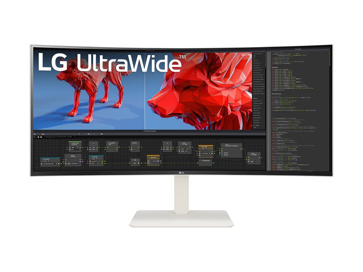 LG UltraWide 38BR85QC-W - Monitor LED - curvo - 38" (37.5" visível) - 3840 x 1600 WQHD+ @ 144 Hz - Nano IPS - 450 cd/m² - 1000:1 - DisplayHDR 600 - 1 ms - 2xHDMI, DisplayPort, USB-C - altifalantes