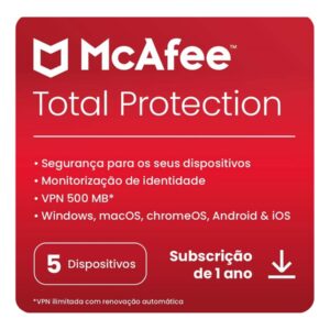 McAfee Total Protection - Licença de assinatura (1 ano) - 5 dispositivos - ESD - Win, Mac, Android, iOS