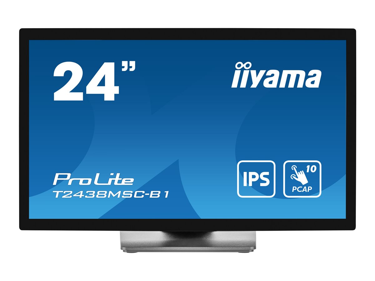 iiyama ProLite T2438MSC-B1 - Monitor LED - 24" (23.8" visível) - ecrã de toque - 1920 x 1080 Full HD (1080p) - IPS - 600 cd/m² - 1000:1 - 5 ms - HDMI, DisplayPort - altifalantes - preto opaco