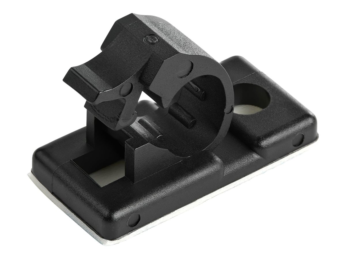 StarTech.com 100 Adhesive Cable Management Clips Black, Network/Ethernet/Office Desk/Computer Cord Organizer, Sticky Cable/Wire Holders, Nylon Self Adhesive Clamp UL/94V-2 Fire Rated - Nylon 66 Plastic - TAA (CBMCC1) - Clips de cabo - preto - Compatí
