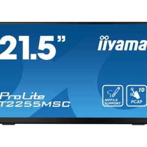 iiyama ProLite T2255MSC-B1 - Monitor LED - 21.5" - ecrã de toque - 1920 x 1080 Full HD (1080p) @ 60 Hz - IPS - 400 cd/m² - 1000:1 - 5 ms - HDMI, DisplayPort - altifalantes - preto opaco