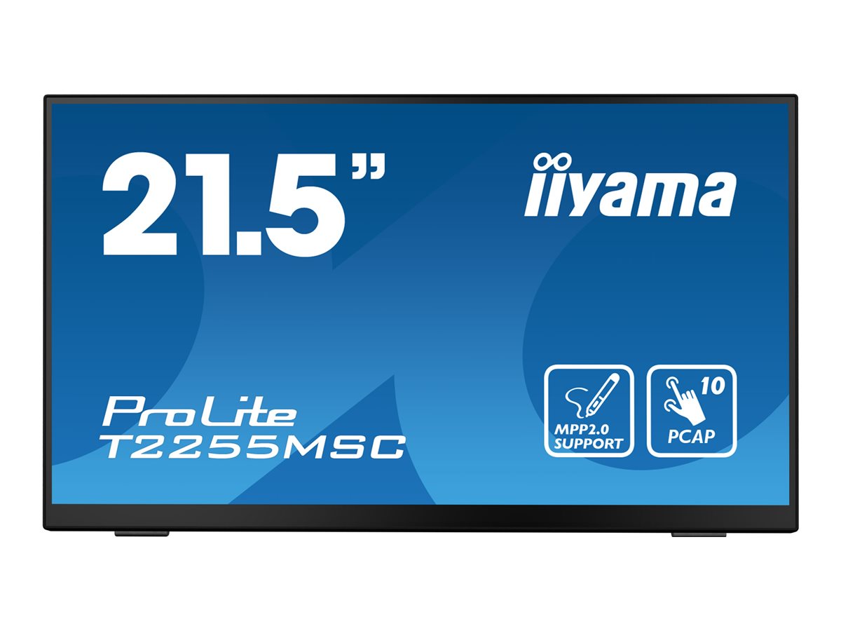 iiyama ProLite T2255MSC-B1 - Monitor LED - 21.5" - ecrã de toque - 1920 x 1080 Full HD (1080p) @ 60 Hz - IPS - 400 cd/m² - 1000:1 - 5 ms - HDMI, DisplayPort - altifalantes - preto opaco