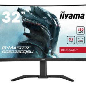 iiyama G-MASTER Red Eagle GCB3280QSU-B2 - Monitor LED - gaming - curvo - 32" (31.5" visível) - 2560 x 1440 WQHD @ 180 Hz - VA - 350 cd/m² - 3000:1 - 0.2 ms - 2xHDMI, DisplayPort - altifalantes - preto, mate
