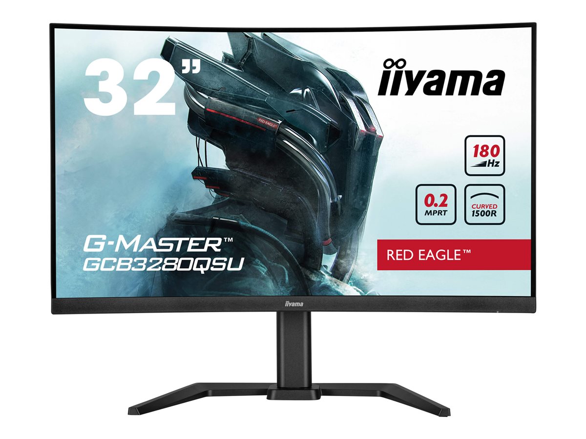 iiyama G-MASTER Red Eagle GCB3280QSU-B2 - Monitor LED - gaming - curvo - 32" (31.5" visível) - 2560 x 1440 WQHD @ 180 Hz - VA - 350 cd/m² - 3000:1 - 0.2 ms - 2xHDMI, DisplayPort - altifalantes - preto, mate