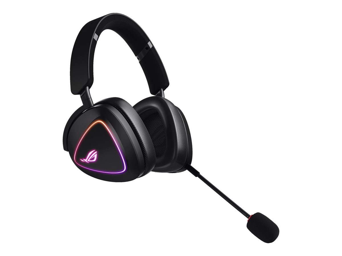 ASUS ROG Delta II - Auscultadores - tamanho completo - Bluetooth / frequência de rádio 2,4 GHz - sem fios - macaco de 3,5 mm - preto