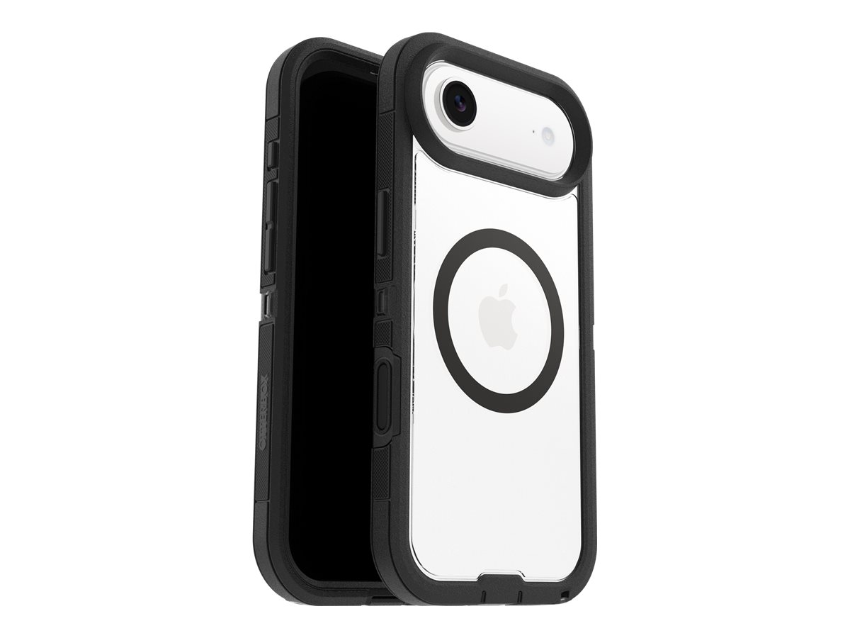 OtterBox Defender Series Pro XT - Tampa posterior para telemóvel - resistente - ímãs com controle de câmera - compatibilidade MagSafe - camada de policarbonato, elastómero termoplástico (TPE) - lado escuro (transparente / preto) - para Apple iPhone A