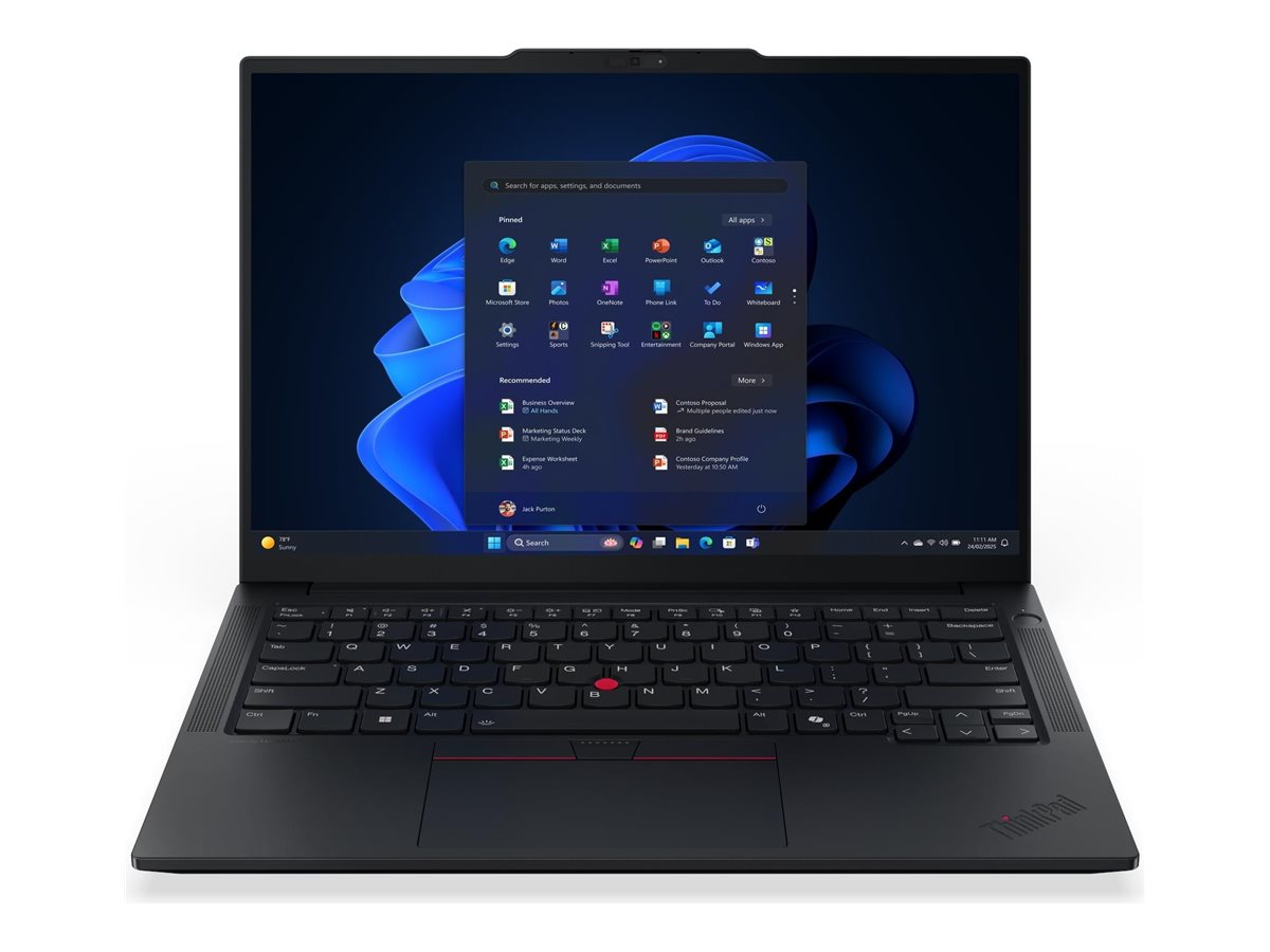 Lenovo ThinkPad E14 Gen 7 21SX - AI PC - design de dobradiças de 180 graus - Intel Core Ultra 7 - 255H / até 5.1 GHz - Win 11 Pro - Arc Graphics 140T - 16 GB RAM - 512 GB SSD TCG Opal Encryption 2, NVMe - 14" IPS 1920 x 1200 - Wi-Fi 6E, Bluetooth - p