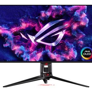 ASUS ROG Swift OLED PG32UCDMZ - Monitor OLED - gaming - USB - 32" (31.5" visível) - 3840 x 2160 4K @ 240 Hz - 1000 cd/m² - 1500000:1 - DisplayHDR 400 - 0.03 ms - 2xHDMI, DisplayPort, USB-C - fones de ouvido - preto