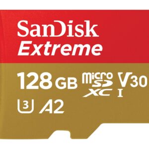 SanDisk Extreme - Cartão de memória flash (adaptador microSDXC para SD Incluído) - 128 GB - A2 / Video Class V30 / UHS-I U3 / Class10 - microSDXC UHS-I