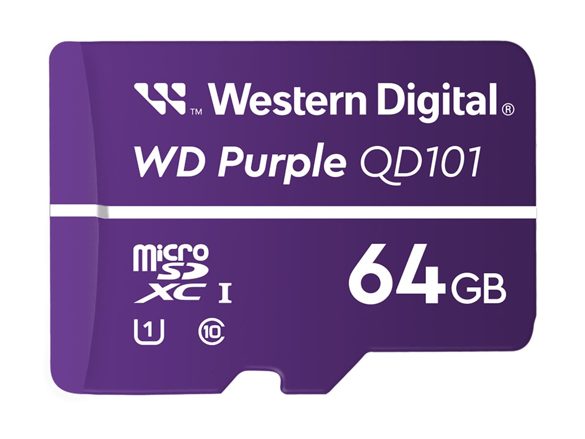 WD Purple - Cartão de memória flash - 64 GB - UHS-I U1 / Class10 - microSDXC - púrpura