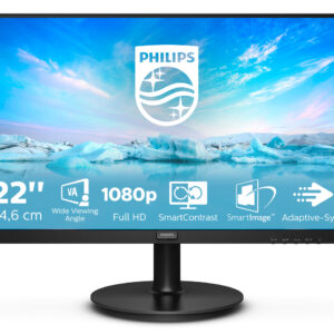 Philips V-line 221V8A - Monitor LED - 22" (21.5" visível) - 1920 x 1080 Full HD (1080p) @ 75 Hz - VA - 200 cd/m² - 4000:1 - 4 ms - HDMI, VGA - altifalantes - preto texturizado