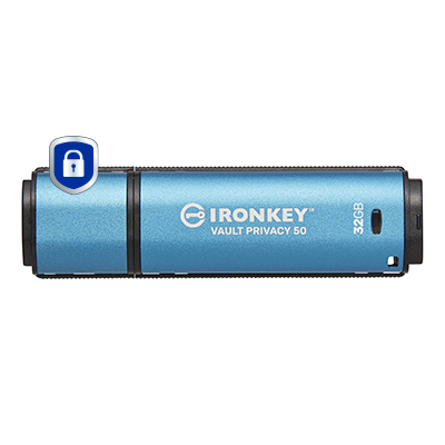 Kingston IronKey Vault Privacy 50 Series - Drive flash USB - encriptado - 32 GB - USB 3.2 Gen 1 - Compatível com TAA