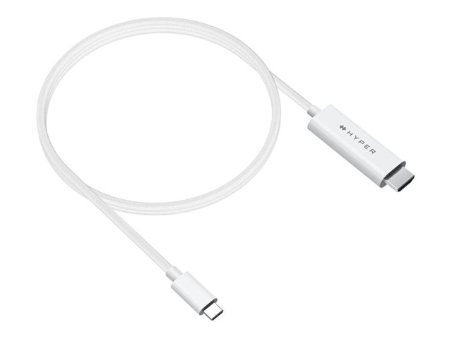 HyperDrive - Cabo adaptador - USB-C macho para HDMI macho - 2.5 m - branco - suporte 4K60Hz, Suporte do modo DP Alt