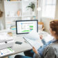 Pregnant woman working from home