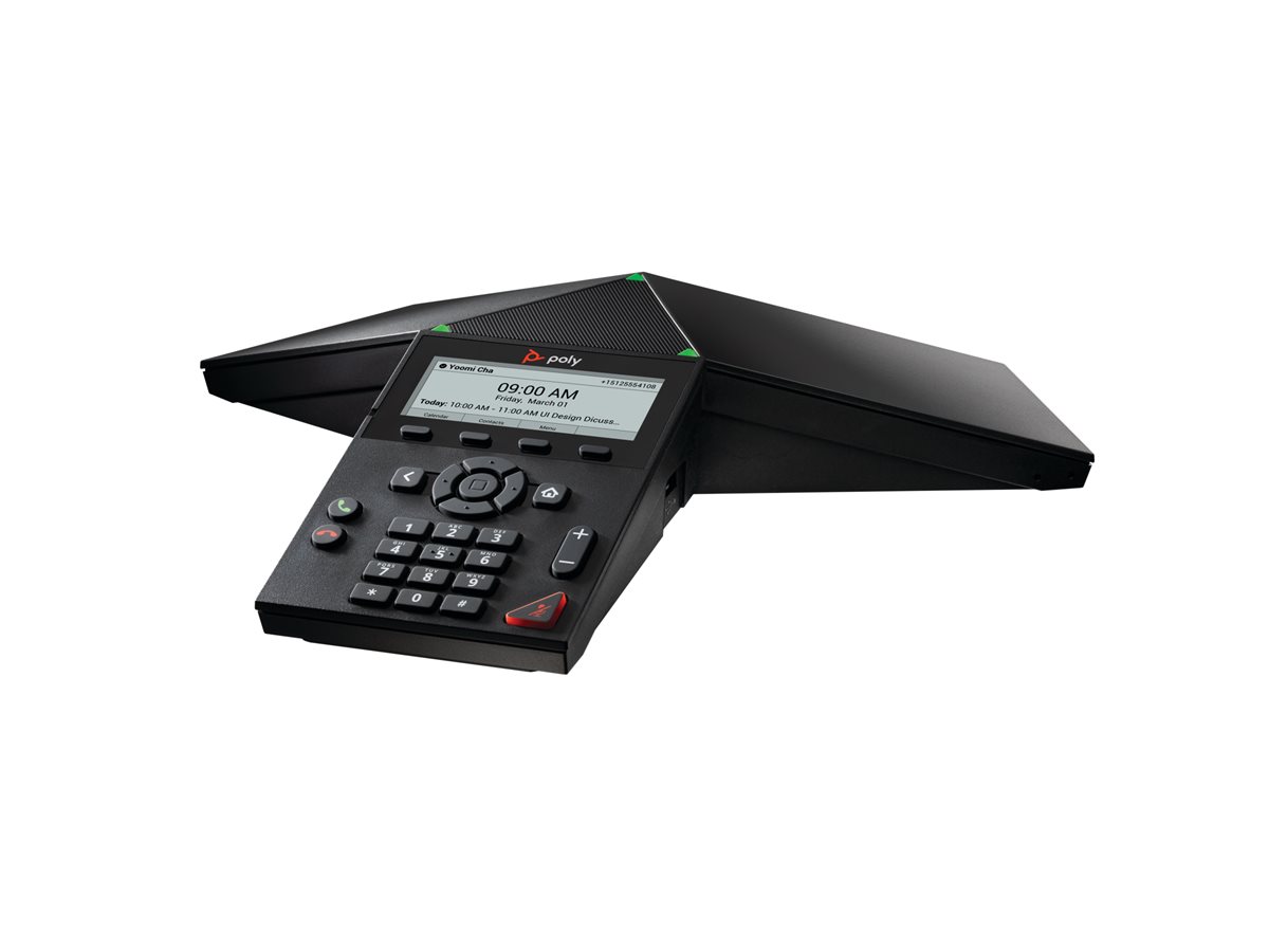 Poly Trio 8300 - Telefone de conferência VoIP - com interface Bluetooth com identificação do chamador/chamada em espera - IEEE 802.11a/b/g/n (Wi-Fi) / Bluetooth 5.0 - tridirecional capacidade de chamada - SIP, SRTP, SDP - 3 linhas - preto - Replaces