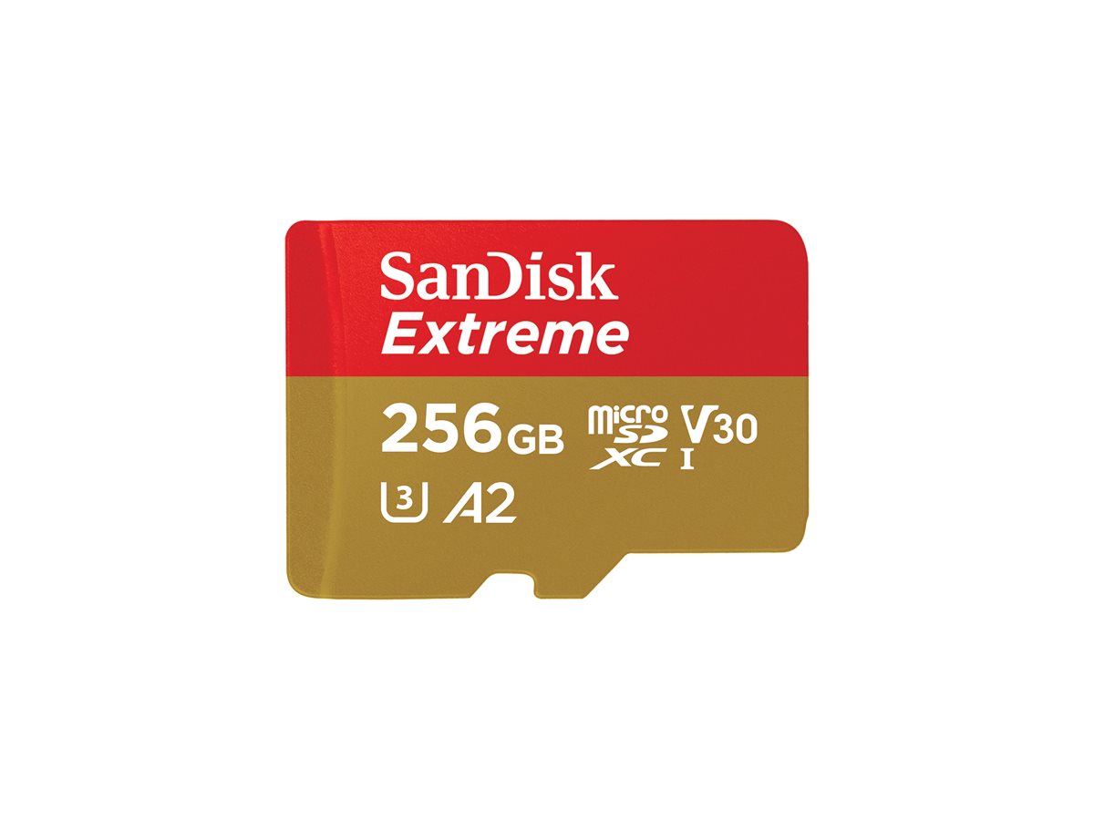 SanDisk Extreme - Cartão de memória flash - 256 GB - A2 / Video Class V30 / UHS-I U3 / Class10 - microSDXC UHS-I