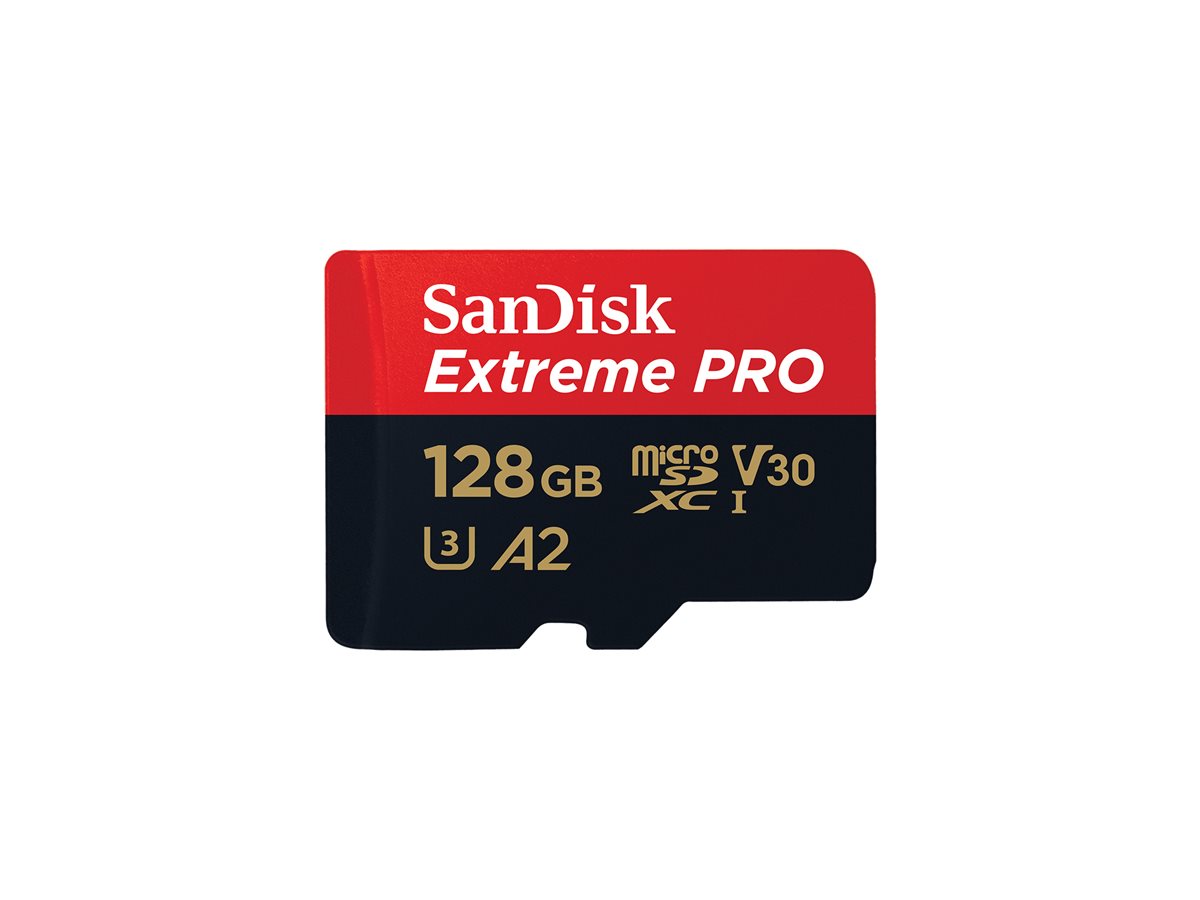 SanDisk Extreme Pro - Cartão de memória flash (adaptador microSDXC para SD Incluído) - 128 GB - A2 / Video Class V30 / UHS-I U3 / Class10 - microSDXC UHS-I