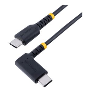 StarTech.com 1ft (30cm) USB C Charging Cable Right Angle, 60W PD 3A, Heavy Duty Fast Charge USB-C Cable, USB 2.0 Type-C, Durable and Rugged Aramid Fiber, S20/iPad/Pixel - High Quality USB Charging Cord (R2CCR-30C-USB-CABLE) - cabo USB Tipo-C - USB-C para USB-C - 30 cm