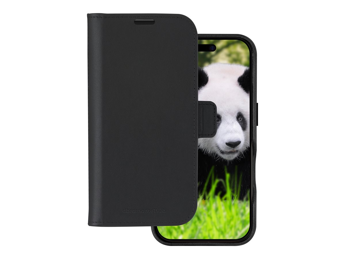 dbramante1928 Lynge - Capa flip cover para telemóvel - compatibilidade MagSafe - couro com granulação plena - preto - para Apple iPhone 16 Plus
