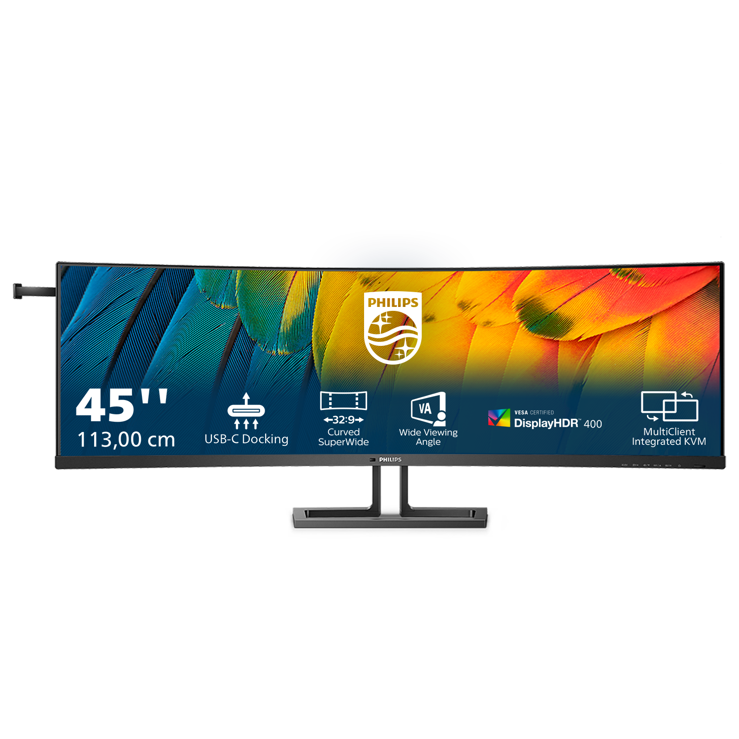Philips 45B1U6900C - Monitor LED - curvo - 45" (44.5" visível) - 5120 x 1440 Dual Quad HD @ 75 Hz - VA - 450 cd/m² - 3000:1 - DisplayHDR 400 - 4 ms - 2xHDMI, DisplayPort, USB-C - altifalantes - preto