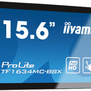 iiyama ProLite TF1634MC-B8X - Monitor LED - 15.6" - moldura aberta - ecrã de toque - 1920 x 1080 Full HD (1080p) @ 60 Hz - IPS - 450 cd/m² - 700:1 - 25 ms - HDMI, VGA, DisplayPort - preto, mate