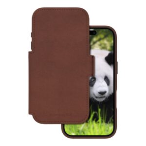 dbramante1928 Lynge - Capa flip cover para telemóvel - compatibilidade MagSafe - couro com granulação plena - creme escuro - para Apple iPhone 17 Pro