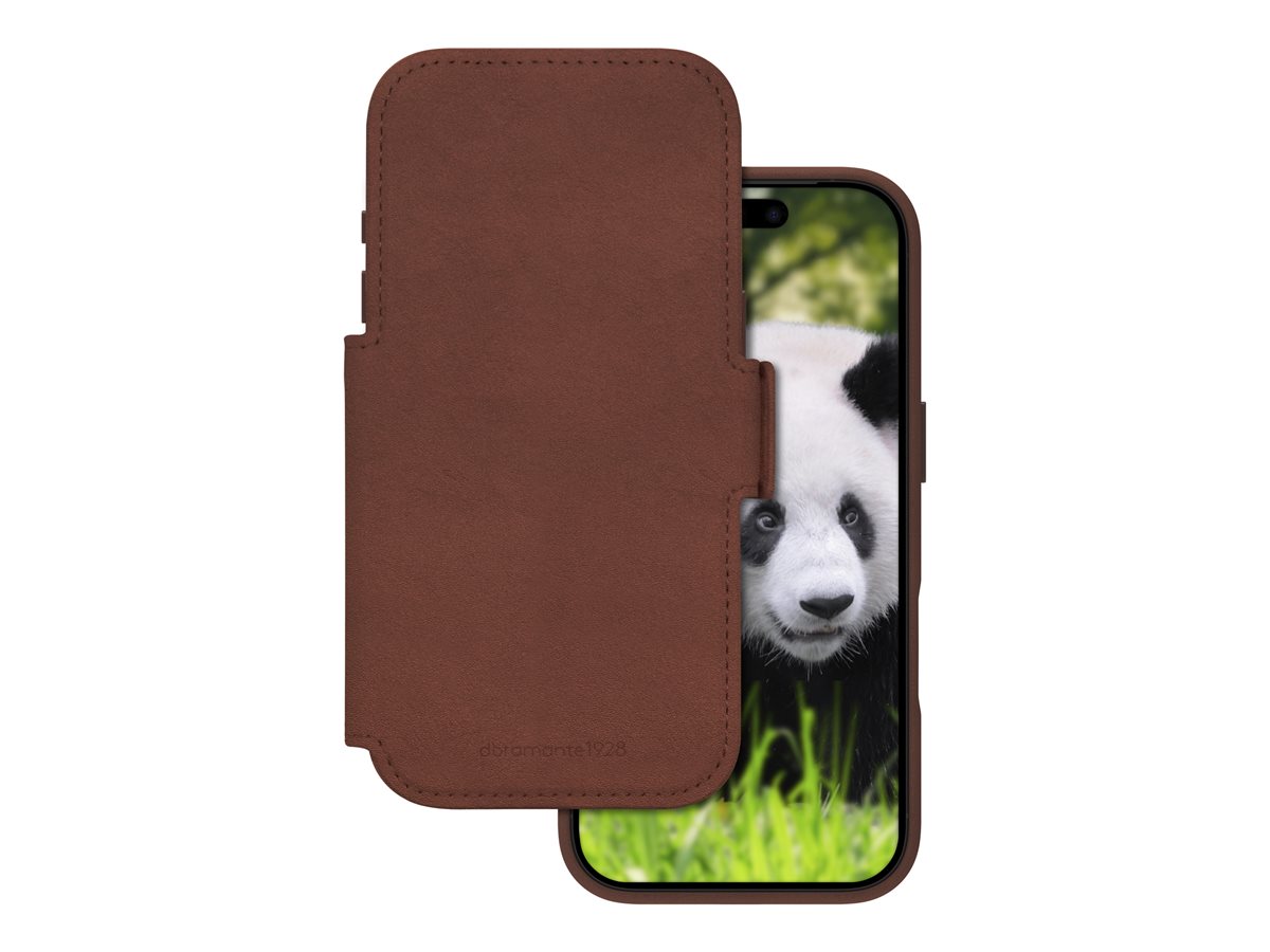 dbramante1928 Lynge - Capa flip cover para telemóvel - compatibilidade MagSafe - couro com granulação plena - creme escuro - para Apple iPhone 17 Pro