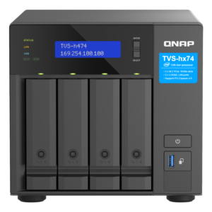 QNAP TVS-H474 - Servidor NAS - 4 baias - SATA 6Gb/s - RAID (expansão de disco rígido) JBOD, 0, 1, 5, 6, 10, TM, RAID TP - RAM 8 GB - Gigabit Ethernet / 2.5 Gigabit Ethernet - iSCSI assistência