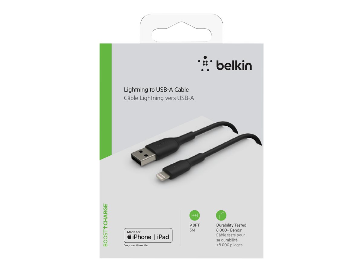 Belkin BoostCharge - Cabo Lightning - Lightning macho para USB macho - 3 m - preto