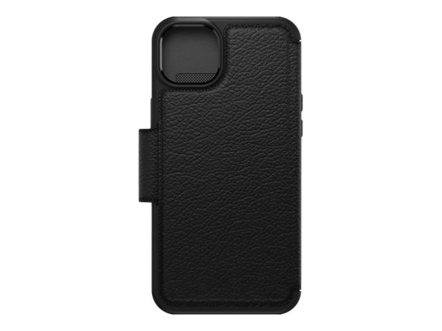 OtterBox Strada Series - Capa flip cover para telemóvel - compatibilidade MagSafe - policarbonato, fecho de metal, couro genuíno - sombra - para Apple iPhone 14 Plus
