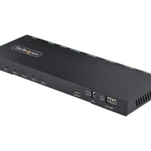 StarTech.com 4-Port HDMI Splitter, 4K 60Hz HDMI 2.0 Video, 1 In 4 Out HDMI Splitter, 4K HDMI Splitter w/Built-in Scaler, 3.5mm/Optical Audio Port, Durable Metal Housing, HDR/HDCP - 1x4 HDMI Display/Output Splitter (HDMI-SPLITTER-44K60S) - separador de vídeo/áudio - 4 portas