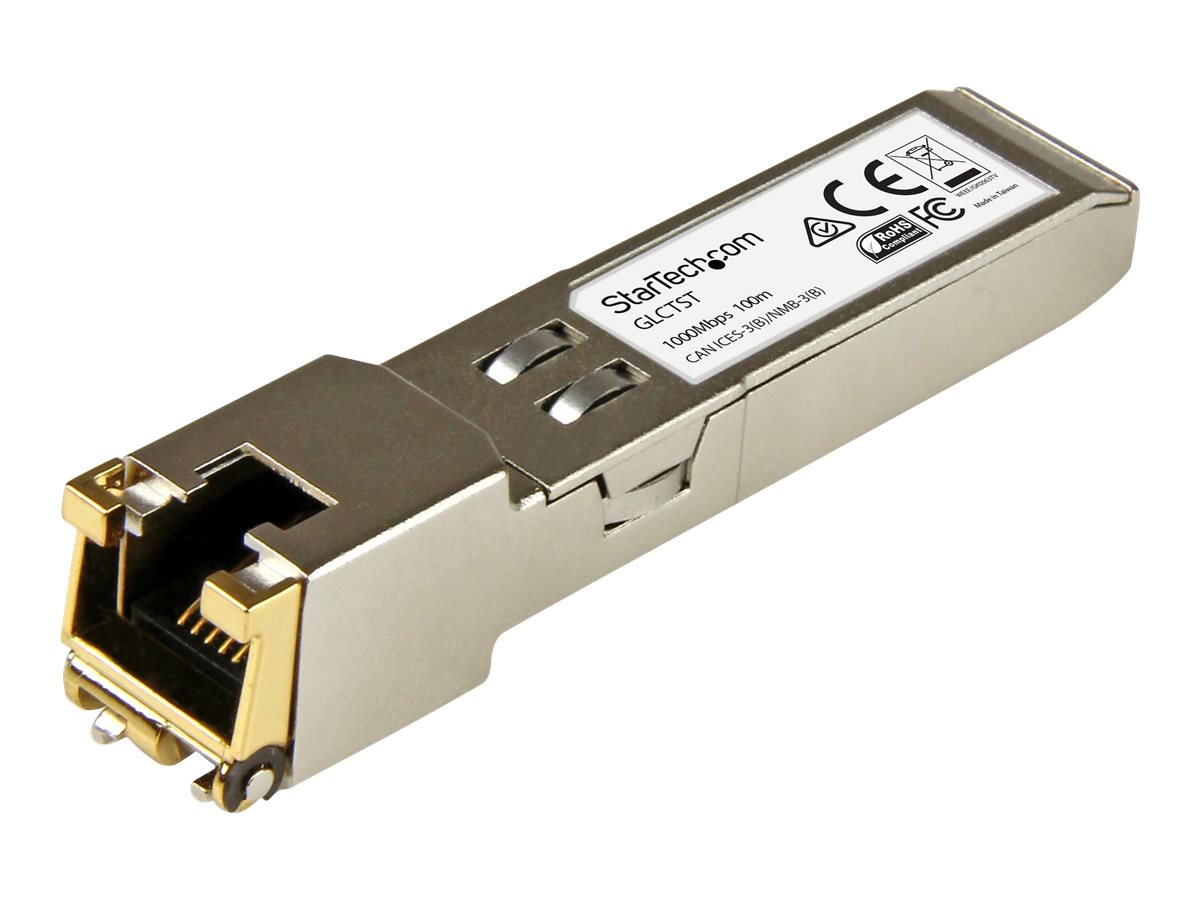 StarTech.com Cisco GLC-T Compatible SFP Module, 1000BASE-T, SFP to RJ45 Cat6/Cat5e, 1GE Gigabit Ethernet SFP, RJ-45 (Copper) 100m, Cisco Firepower, ASR920, IE2000 Mini GBIC Transceiver - Lifetime Warranty (GLCTST) - Módulo de transceptor SFP (mini-GB