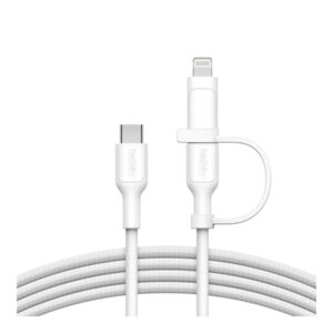 Belkin BoostCharge Pro 2-in-1 - Cabo USB - USB-C (M) para Lightning, USB-C (M) - USB 2.0 - 1.5 m - up to 480 Mbps, Carregamento rápido de até 60W - branco