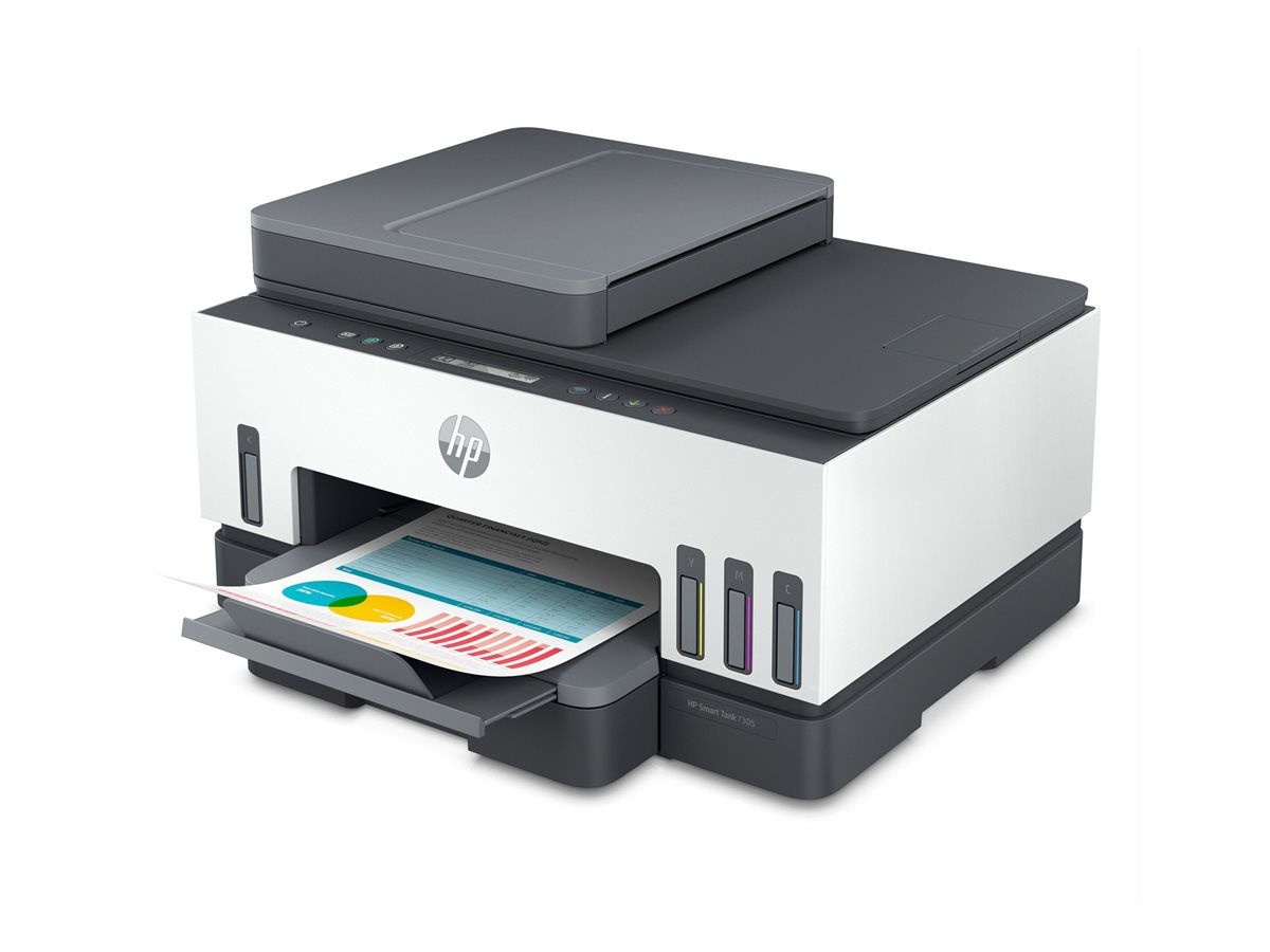 HP Smart Tank 7305 All-in-One - Impressora multi-funções - a cores - jacto de tinta - recarregável - Letter A (216 x 279 mm)/A4 (210 x 297 mm) (original) - A4/Legal (media) - até 13 ppm (cópia) - até 15 ppm (impressão) - 250 folhas - USB 2.0, LAN, Wi