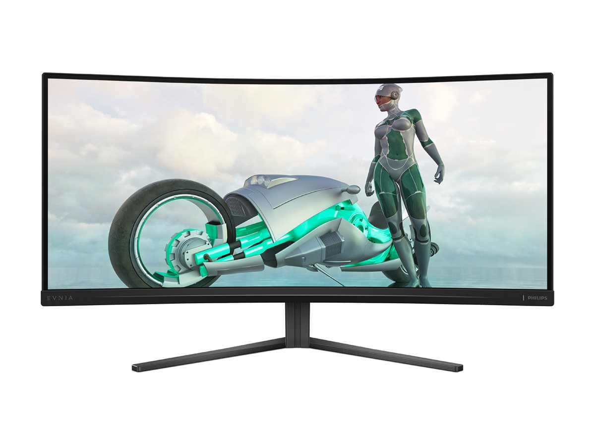 Philips Evnia 3000 34M2C3500L - Monitor LED - gaming - curvo - 34" - 3440 x 1440 WQHD @ 180 Hz - Fast VA - 300 cd/m² - 4000:1 - HDR10 - 1 ms - 2xHDMI, DisplayPort - carvão vegetal