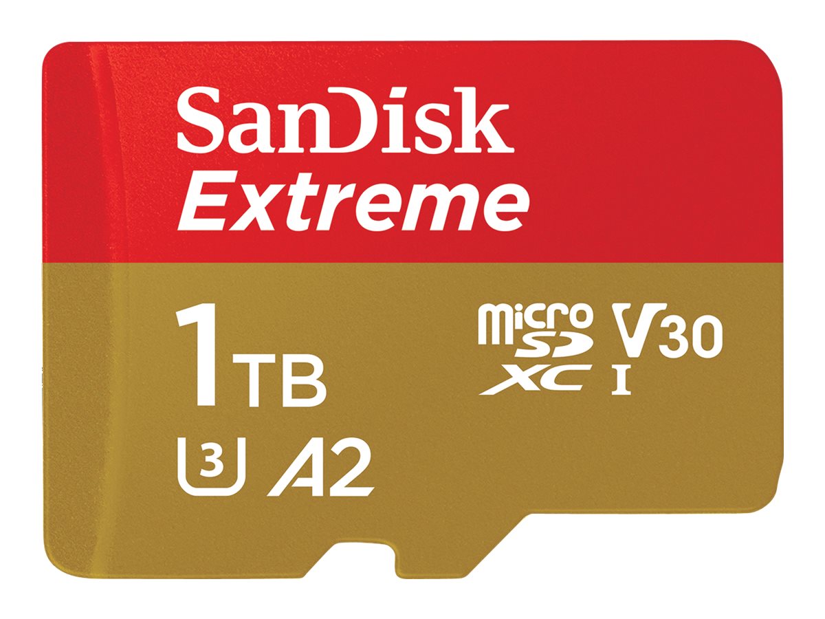 SanDisk Extreme - Cartão de memória flash (adaptador microSDXC para SD Incluído) - 1 TB - A2 / Video Class V30 / UHS-I U3 / Class10 - microSDXC UHS-I