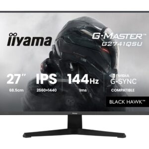 iiyama G-MASTER Black Hawk G2741QSU-B1 - Monitor LED - gaming - 27" - 2560 x 1440 QHD @ 144 Hz - IPS - 350 cd/m² - 1500:1 - 1 ms - HDMI, DisplayPort - altifalantes - preto, mate