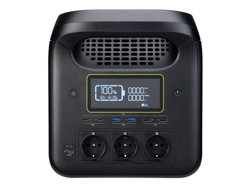 Acer APS321 - Central elétrica portátil - AC 220-240 V/ DC 13-45/12/24 V - 1800 Watt - fosfato de ferro e lítio - 24 Ah - 1229 Wh - conectores de saída: 11 - União Europeia - preto