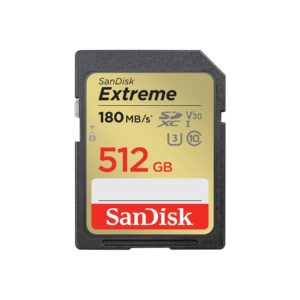 SanDisk Extreme - Cartão de memória flash - 512 GB - Video Class V30 / UHS-I U3 / Class10 - SDXC UHS-I