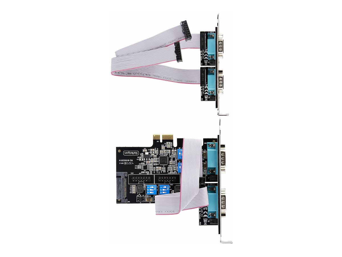 StarTech.com 4-Port Serial PCIe Card, Quad-Port PCI Express to RS232/RS422/RS485 (DB9) Serial Card, Low-Profile Bracket Incl., 16C1050 UART, TAA-Compliant, For Windows/Linux, TAA Compliant - Level-4 ESD Protection (PS74ADF-SERIAL-CARD) - Adaptador se