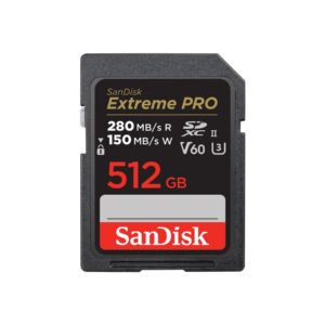 SanDisk Extreme Pro - Cartão de memória flash - 512 GB - Video Class V60 / UHS-II U3 / Class10 - SDXC UHS-II