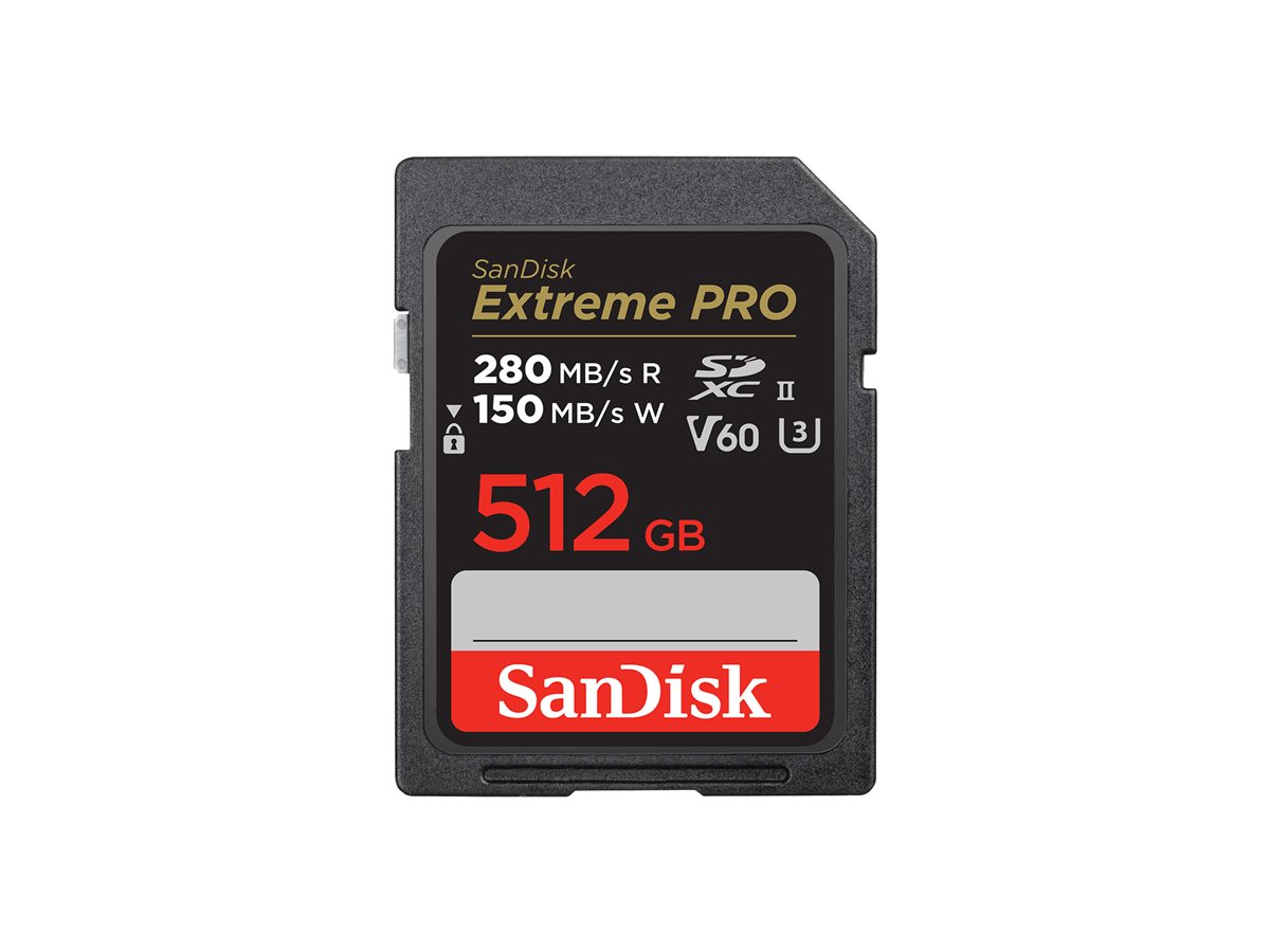 SanDisk Extreme Pro - Cartão de memória flash - 512 GB - Video Class V60 / UHS-II U3 / Class10 - SDXC UHS-II