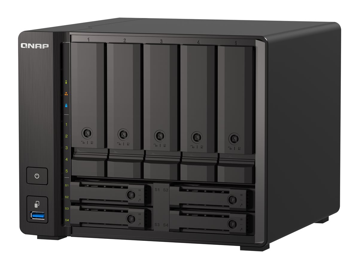QNAP TS-H973AX-32G - Servidor NAS - 9 baias - SATA 6Gb/s - RAID (expansão de disco rígido) 0, 1, 5, 6, 10, 50, JBOD, 60, RAID TP - RAM 32 GB - 2.5 Gigabit Ethernet / 10 Gigabit Ethernet - iSCSI assistência